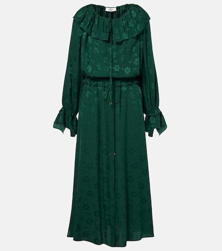 Ruffled floral silk jacquard midi dress - Chloe - Modalova