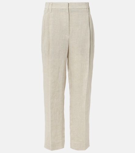 Pantaloni dritti in misto lino - Brunello Cucinelli - Modalova