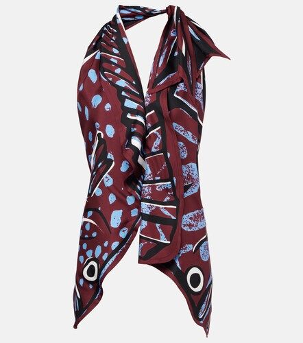 Printed halterneck silk twill top - Bottega Veneta - Modalova