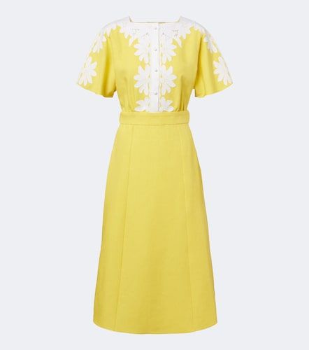 Abito midi in lino con ricamo - Valentino - Modalova