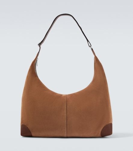Leather-trimmed suede shoulder bag - Brunello Cucinelli - Modalova