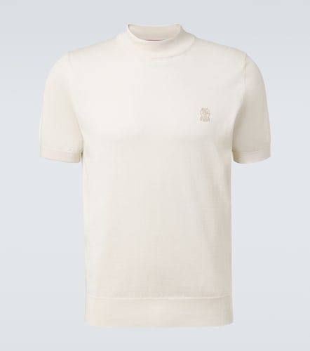 Pullover in cotone con logo - Brunello Cucinelli - Modalova