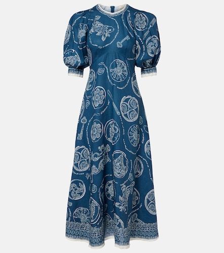 Alémais Vestido midi Lucky de lino estampado - Alemais - Modalova