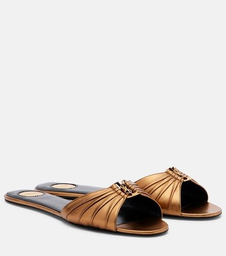 Babylone metallic leather slides - Saint Laurent - Modalova