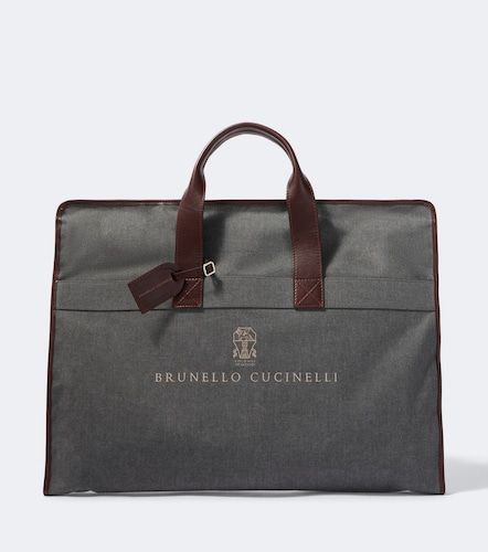 Borsa porta abiti in canvas con pelle - Brunello Cucinelli - Modalova