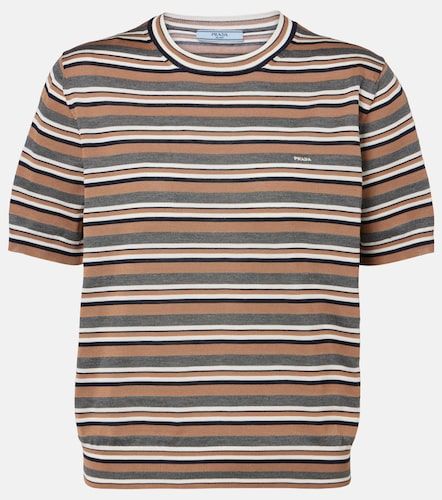 Camiseta de algodón y seda a rayas - Prada - Modalova