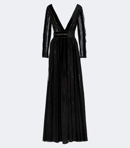 Robe Malena aus Samt mit Spitze und Pailletten - Costarellos - Modalova