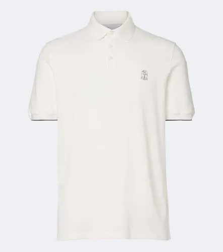 Polo in piqué di cotone con logo - Brunello Cucinelli - Modalova