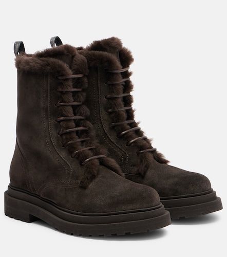 Botas de ante con borrego y cuentas Monili - Brunello Cucinelli - Modalova