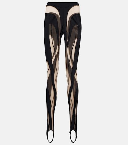 Paneled mesh and jersey leggings - Mugler - Modalova