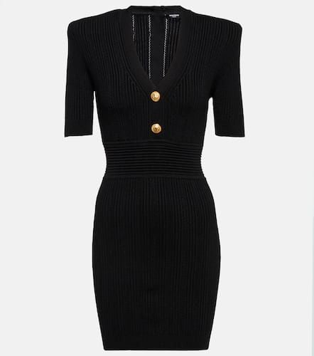 Balmain Ribbed V-neck mini dress - Balmain - Modalova