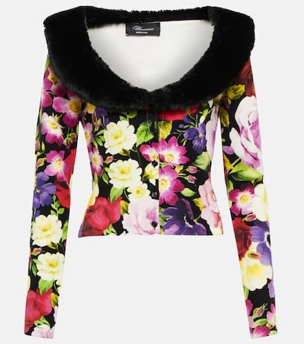 Faux fur-trimmed floral cardigan - Blumarine - Modalova