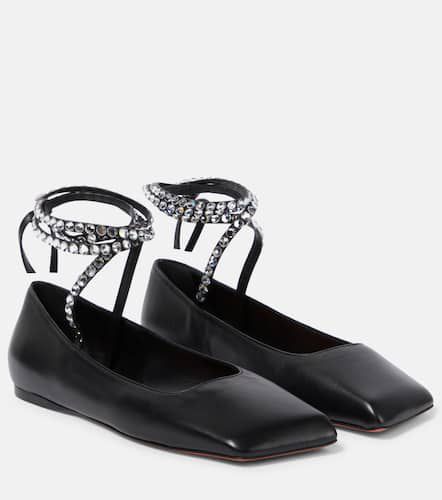 Ane embellished leather ballet flats - Amina Muaddi - Modalova