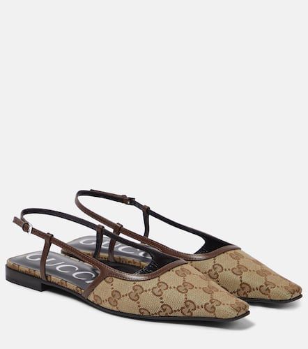 GG leather-trimmed slingback flats - Gucci - Modalova