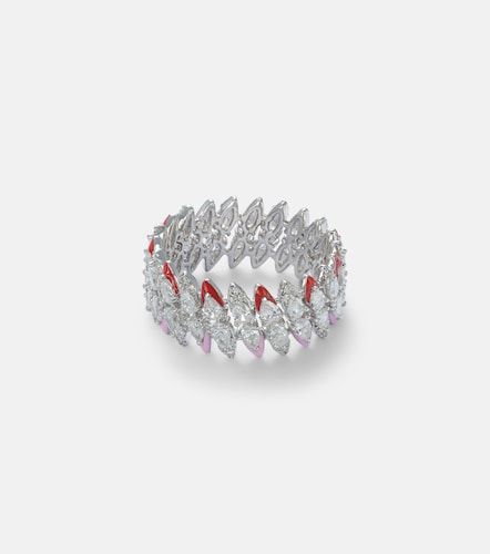 Anello in oro bianco 18kt e smalto con diamanti - Kamyen - Modalova