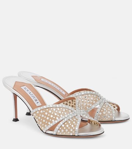 Mules in mesh con pelle e cristalli - Aquazzura - Modalova
