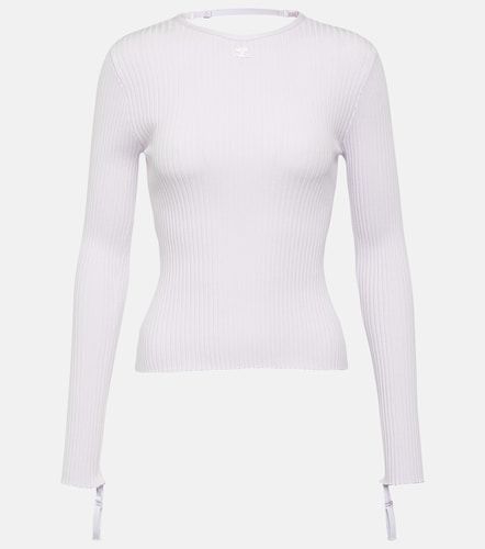 Logo cutout ribbed-knit top - Courreges - Modalova