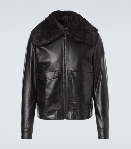 Giacca in pelle con shearling - Dolce&Gabbana - Modalova