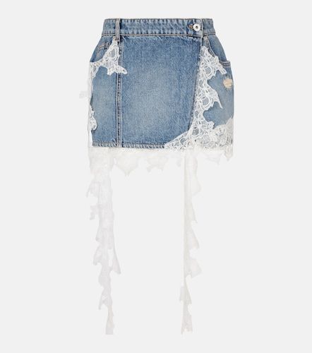 Minifalda de denim con encaje - Blumarine - Modalova