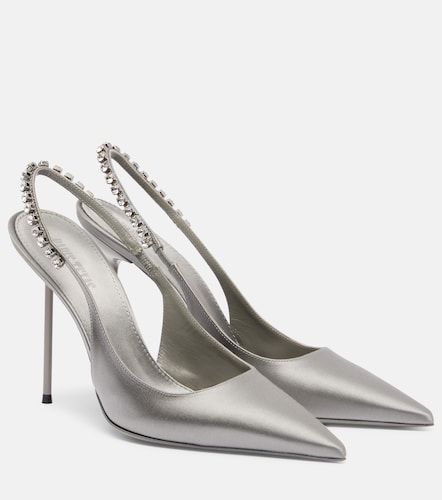 Pumps slingback Lidia 105 in raso con cristalli - Paris Texas - Modalova