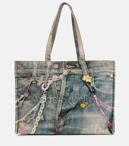 Large denim-effect printed canvas shopper - Acne Studios - Modalova