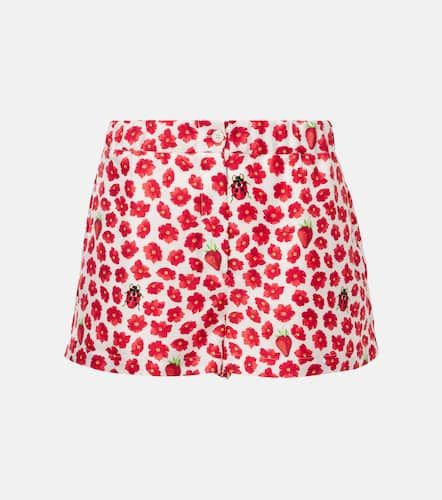 Floral printed silk twill shorts - Versace - Modalova