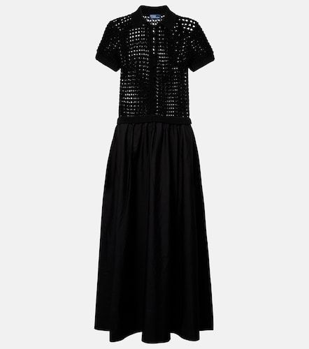 Vestido midi de popelín de algodón con croché - Polo Ralph Lauren - Modalova