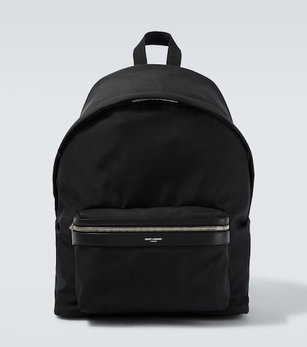 City leather-trimmed canvas backpack - Saint Laurent - Modalova