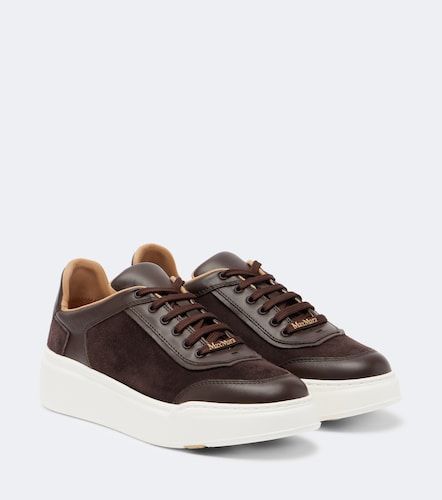 Leather-trimmed suede platform sneakers - Max Mara - Modalova