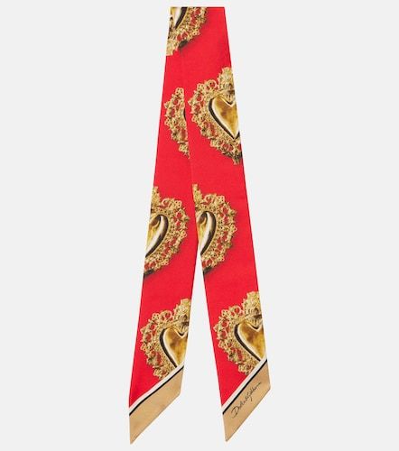 Sciarpa in twill di seta con stampa - Dolce&Gabbana - Modalova
