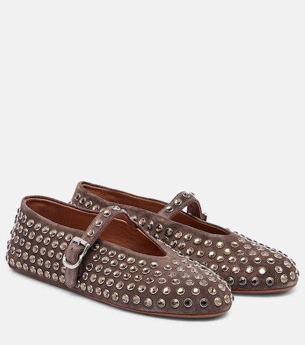 Embellished suede Mary Jane flats - Alaia - Modalova