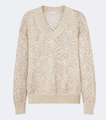 Sudadera en mezcla de lino con lentejuelas - Brunello Cucinelli - Modalova
