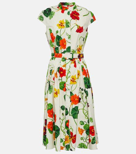 Printed cotton-blend midi dress - Oscar de la Renta - Modalova