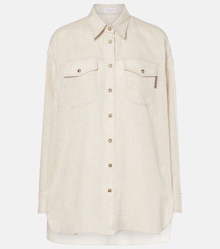 Camicia oversize in lino - Brunello Cucinelli - Modalova