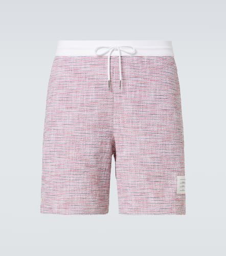 Striped cotton-blend tweed shorts - Thom Browne - Modalova