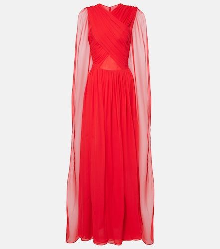 Seva gathered silk georgette gown - Costarellos - Modalova