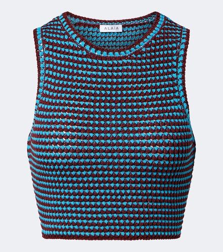 Alaïa Top cropped in cotone crochet - Alaia - Modalova