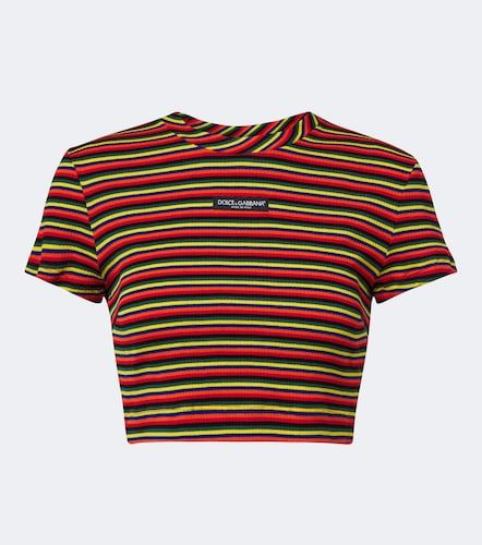 Camiseta de jersey cropped de algodón a rayas - Dolce&Gabbana - Modalova