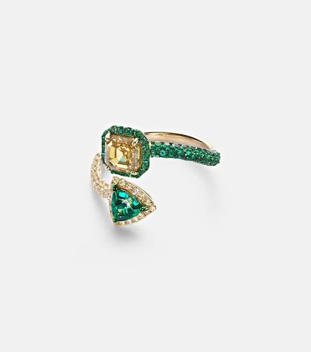 Anello in 18kt con diamanti e smeraldi - Kamyen - Modalova