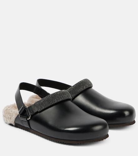 Monili shearling-lined leather clogs - Brunello Cucinelli - Modalova