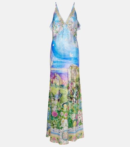 Vestido lencero de seda estampado con cristales - Camilla - Modalova