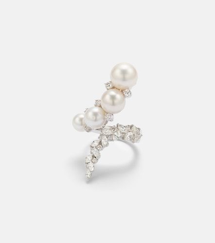 Anello Pearlescent in oro bianco 18kt con diamanti e perle d'acqua dolce - Yeprem - Modalova