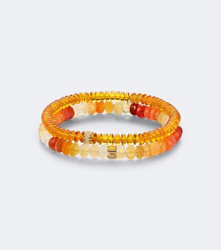 Kt gold beaded bracelet with gemstones - Sydney Evan - Modalova