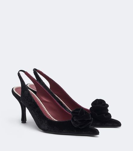 Floral-applique velvet slingback pumps - Magda Butrym - Modalova
