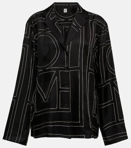 Toteme Logo-embroidered silk shirt - Toteme - Modalova