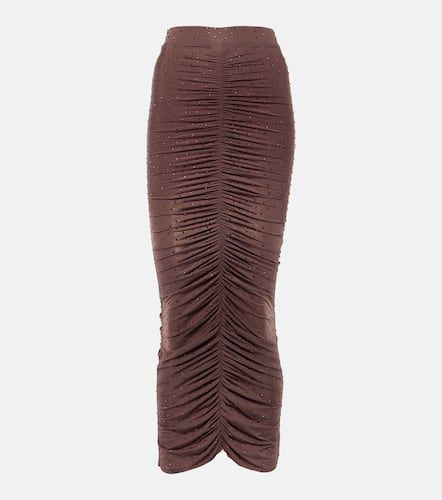 Crystal-embellished ruched jersey midi skirt - Alex Perry - Modalova