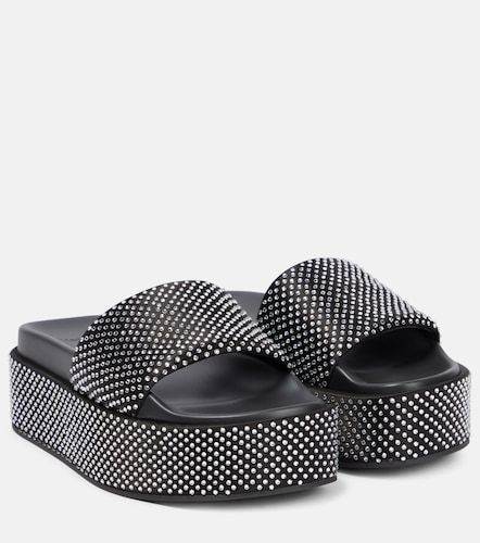Sandali in raso con platform e cristalli - Versace - Modalova