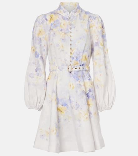 Floral balloon-sleeve linen minidress - Zimmermann - Modalova