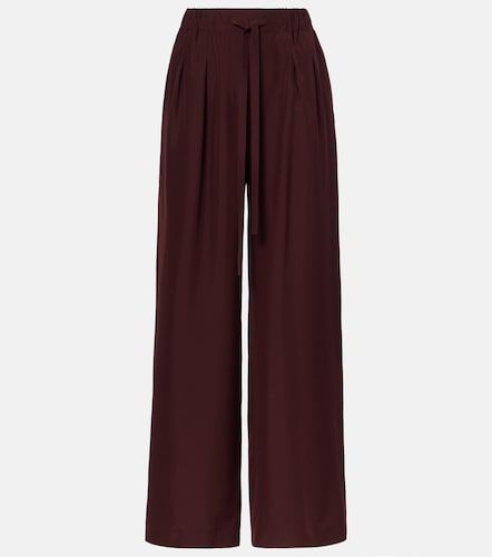 Pantalones rectos de seda plisados - Loewe - Modalova