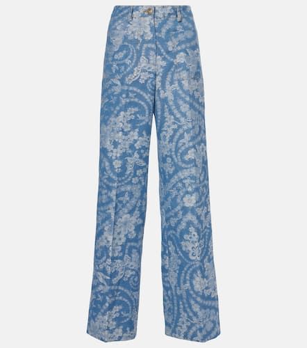 Printed cotton and linen wide-leg pants - Etro - Modalova